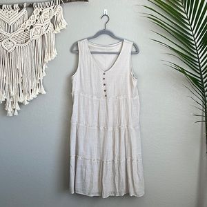 Cream Sleeveless Tiered Dress
